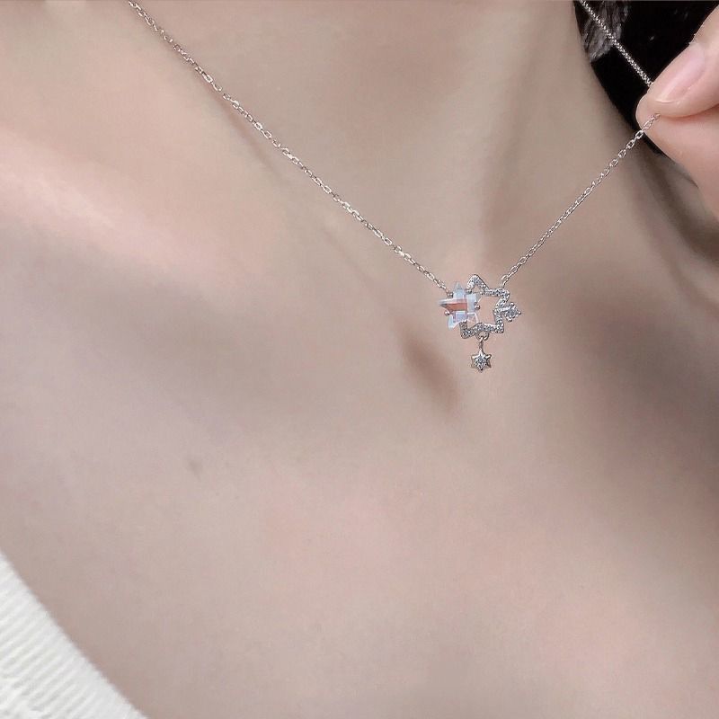 Shining Twin Stars Necklace Light Luxury Niche High-end Clavicle Chain Pendant Necklaces