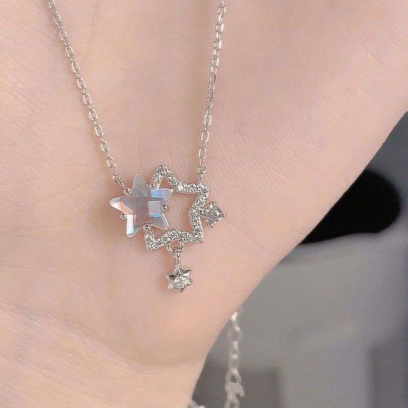 Shining Twin Stars Necklace Light Luxury Niche High-end Clavicle Chain Pendant Necklaces