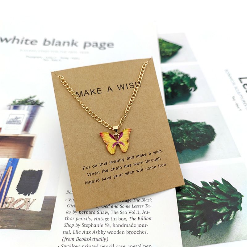 Bohemian Multi-color Butterfly Necklace Ins Style Ladies Alloy Pendant Clavicle Chain Pendant Necklaces