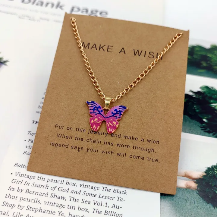 Bohemian Multi-color Butterfly Necklace Ins Style Ladies Alloy Pendant Clavicle Chain Pendant Necklaces