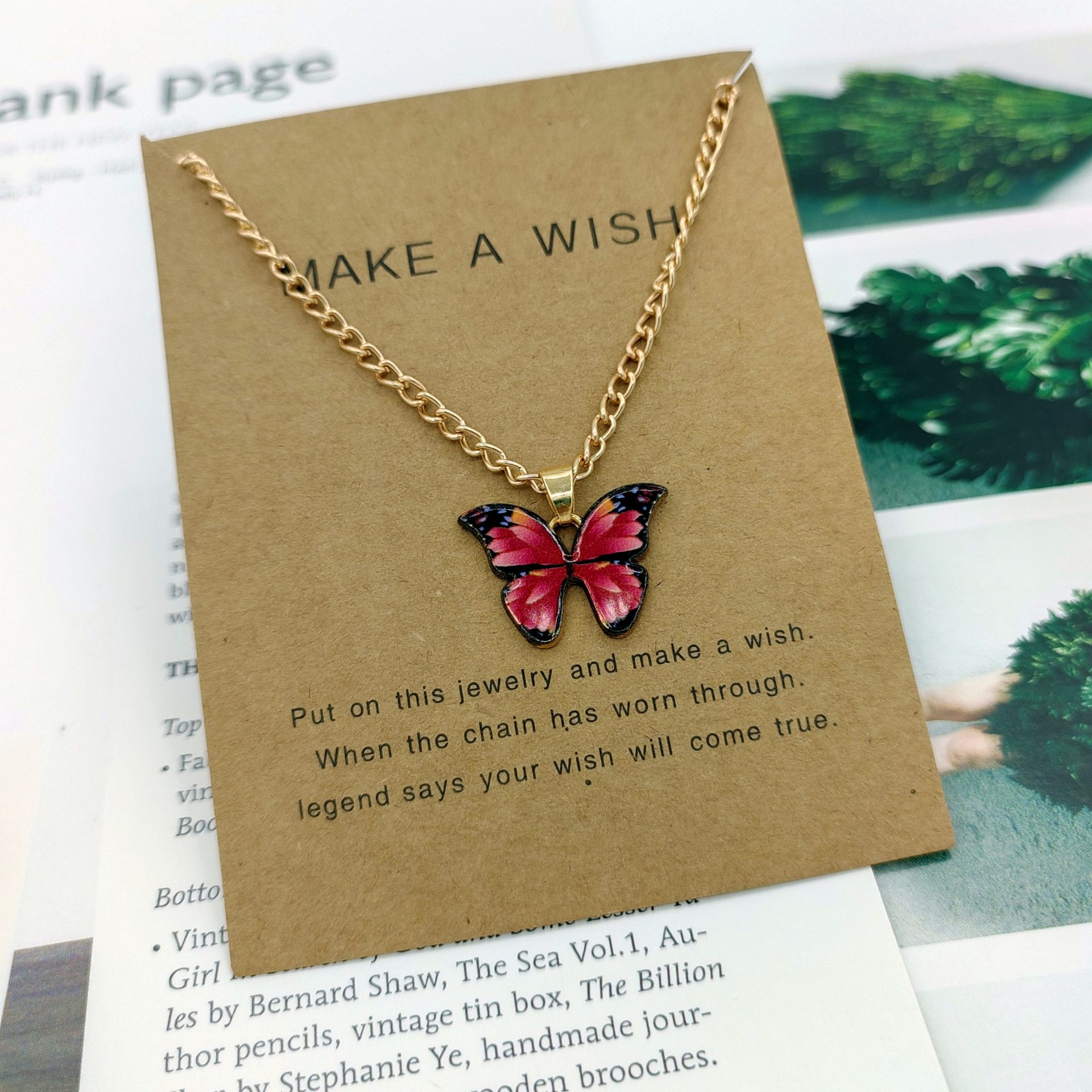 Bohemian Multi-color Butterfly Necklace Ins Style Ladies Alloy Pendant Clavicle Chain Pendant Necklaces