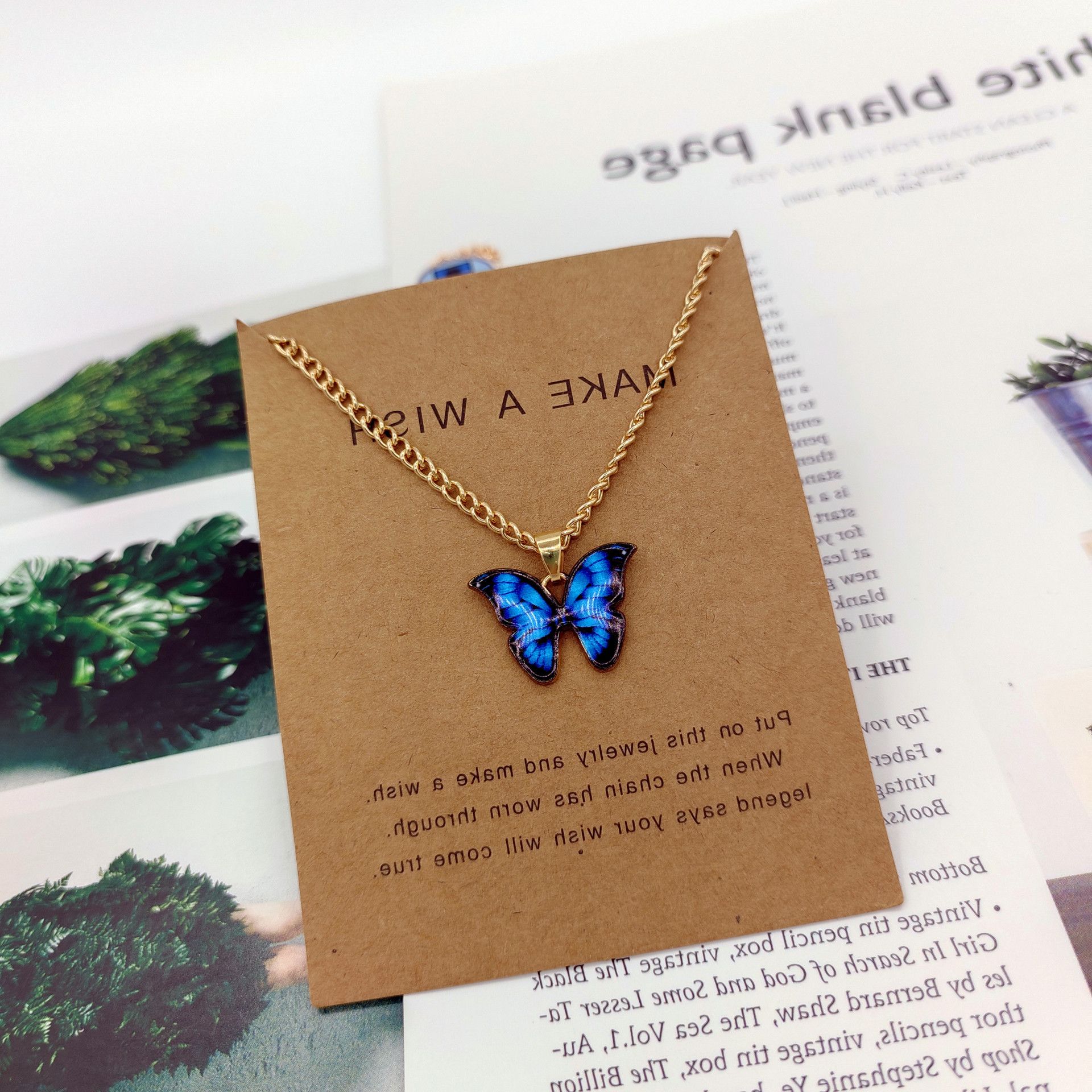 Bohemian Multi-color Butterfly Necklace Ins Style Ladies Alloy Pendant Clavicle Chain Pendant Necklaces