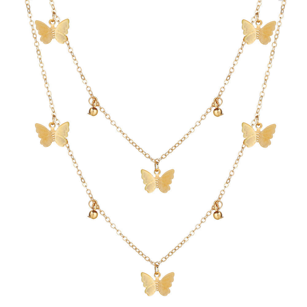 Butterfly Necklace Simple Alloy Butterfly Pendant Clavicle Chain