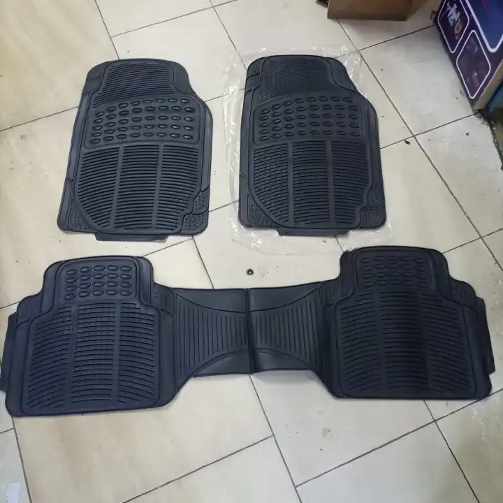 Universal 3pc Conjoined 5 seater Rubber Floor Mats, heavy-duty, durable, all-weather, easy-to-maintain Car floor mats. Suitable for Vitz, Axela, Fielder, Axio, Demio, x-trail & other hatchbacks