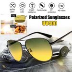 Day And Night Driving Glasses Anti GlareNight Vision Glasses Men Accessories Polarized Sunglasses Yellow Lens Anti-Glare Goggle Night Driving Sun glasses UV400 Eyewear