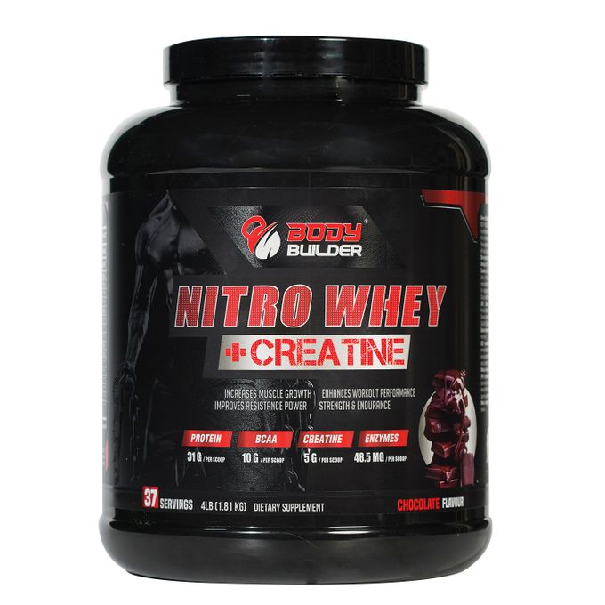 Body Builders Nitro Whey + Creatine - Lean Muscles Growth Contains 31g of Whey Protein, Contains 47mg, Digestive Enzymes