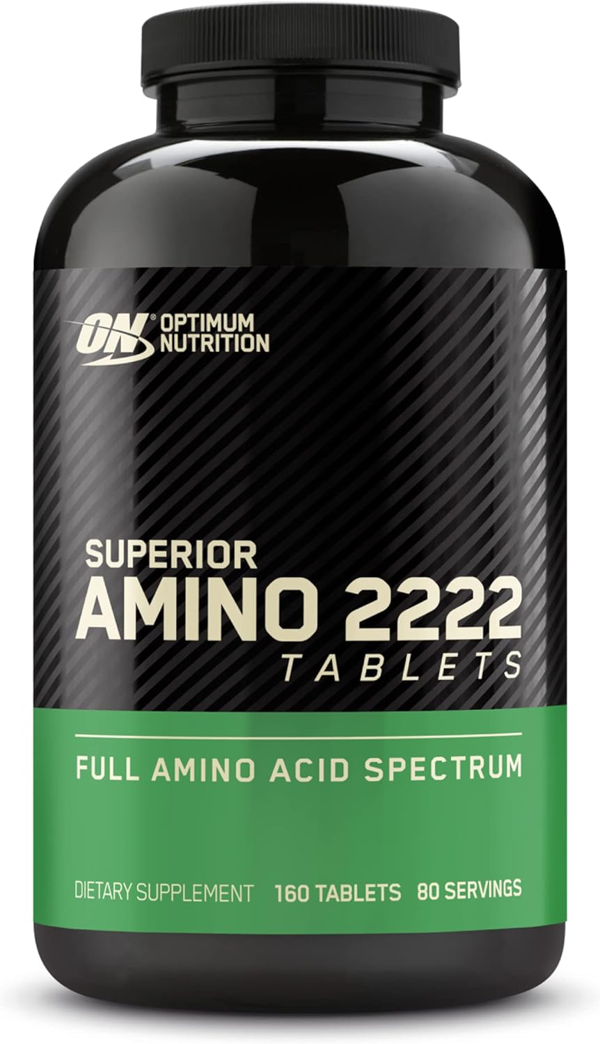 Optimum Nutrition Superior Amino 2222 - Amino Acid Support - An Array of Natural & Added Essential, Conditionally Essential, & Non-Essential Amino Acids, Hydrolyzed Protein Sources plus Micronized