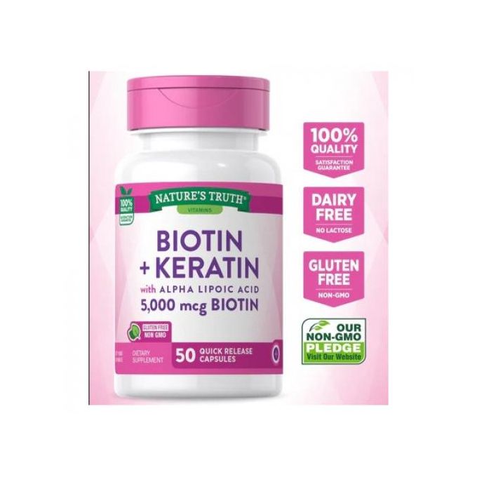 Nature'S Truth Biotin + Keratin With Alpha Lipoic Acid - Supports Healthy Hair, Skin & Nails & Energy Production - High Potency Beauty Support