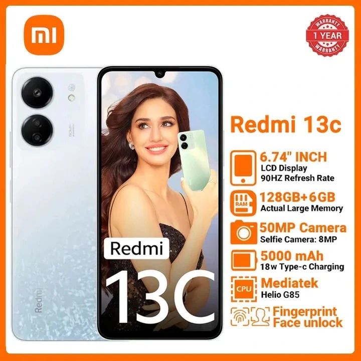 Xiaomi Redmi 13C 256GB ROM + 8GB RAM 4G Network Dual SIM 6.74inch 90Hz LCD Screen 50MP Camera 18W Tpye-C Charging 5000mAh Battery Fingerprint&Face Smart Phones