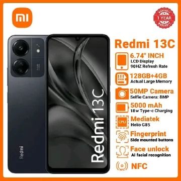 Xiaomi Redmi 13C 256GB ROM + 8GB RAM 4G Network Dual SIM 6.74inch 90Hz LCD Screen 50MP Camera 18W Tpye-C Charging 5000mAh Battery Fingerprint&Face Smart Phones