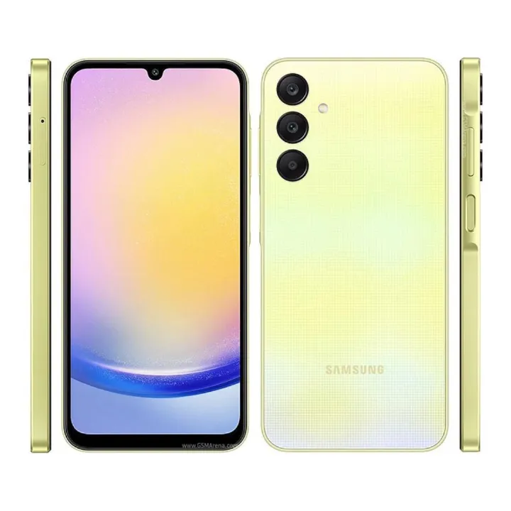 Brand New Samsung Galaxy A25 128GB ROM +6GB RAM Android 14,One UI 6Main camera:50MP + 8MP + 2MPFront camera:13 MPDisplay:6.5 inchProcessor: Octa-core Exynos 1280 Battery: 5,000 mAh,