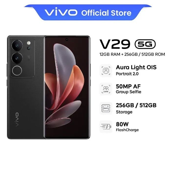 Brand New Smart Phone vivo V29 5G - 6.78'', 12GB RAM + 256GB ROM - (Dual SIM) - 4600mAh