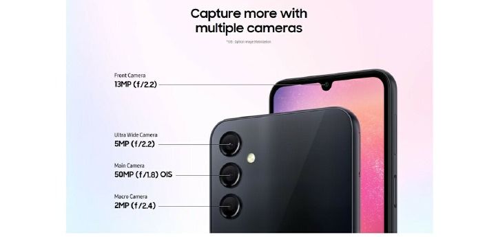 Samsung Galaxy A24 6.5" 90Hz AMOLED 128GB + 4GB 50MP+5MP+2MP Back | 13MP Front Camera 5000mAh 25W Charging Android 13 Side Fingerprint Unlock 4G LTE Dual SIM Smart Phones