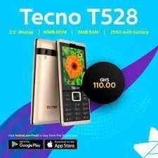 Tecno T528 //16MB ROM+8MB RAM //2500mAh Battery //Dual Sim //FM Radio 8mb FEATURED PHONE