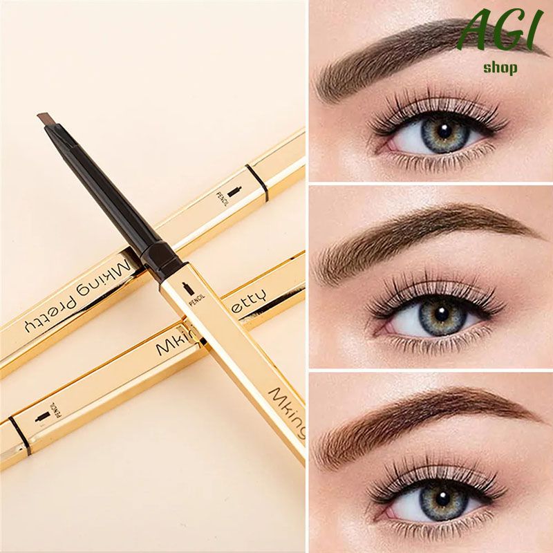 Double Head Eyebrow Pencil Super Fine Natural Long Lasting Waterproof Professional Brow Pen Eye Makeup Tattoo Eyebrow Pencil Brow Tattoo Pen Paint Makeup Eyebrows Black