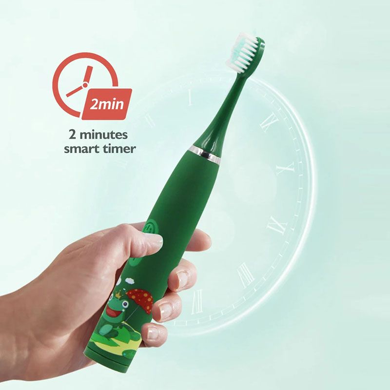 Children's Electric Toothbrush With 6 Brush Heads Cartoon Pattern Kids with Replace The Toothbrush Head Ultrasonic Electric Toothbrush Children's Soft Hair Cleaning Brush