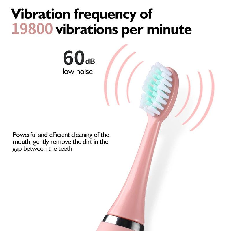 Children's Electric Toothbrush With 6 Brush Heads Cartoon Pattern Kids with Replace The Toothbrush Head Ultrasonic Electric Toothbrush Children's Soft Hair Cleaning Brush