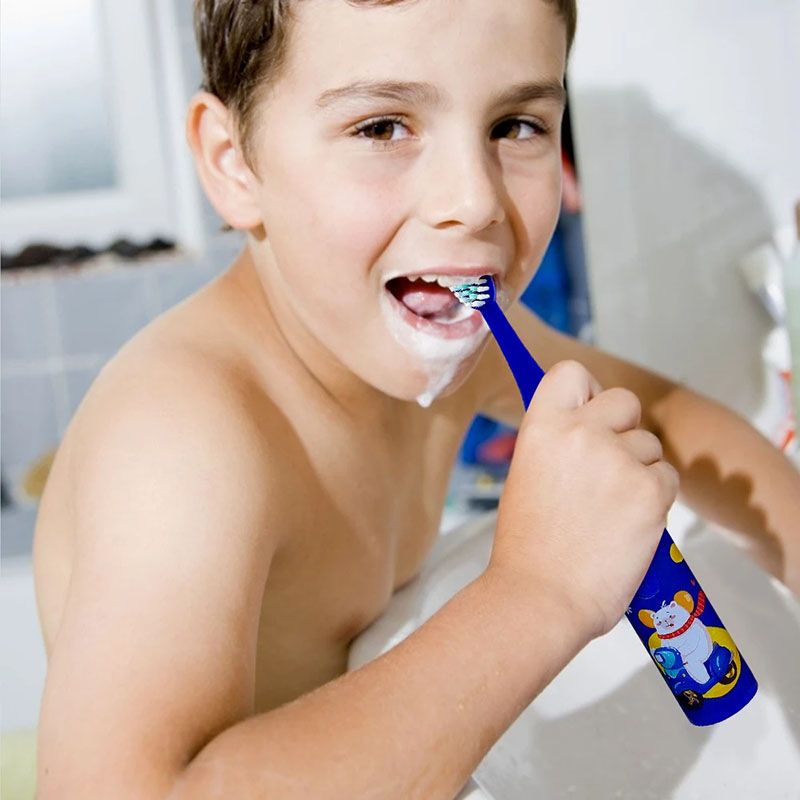 Children's Electric Toothbrush With 6 Brush Heads Cartoon Pattern Kids with Replace The Toothbrush Head Ultrasonic Electric Toothbrush Children's Soft Hair Cleaning Brush