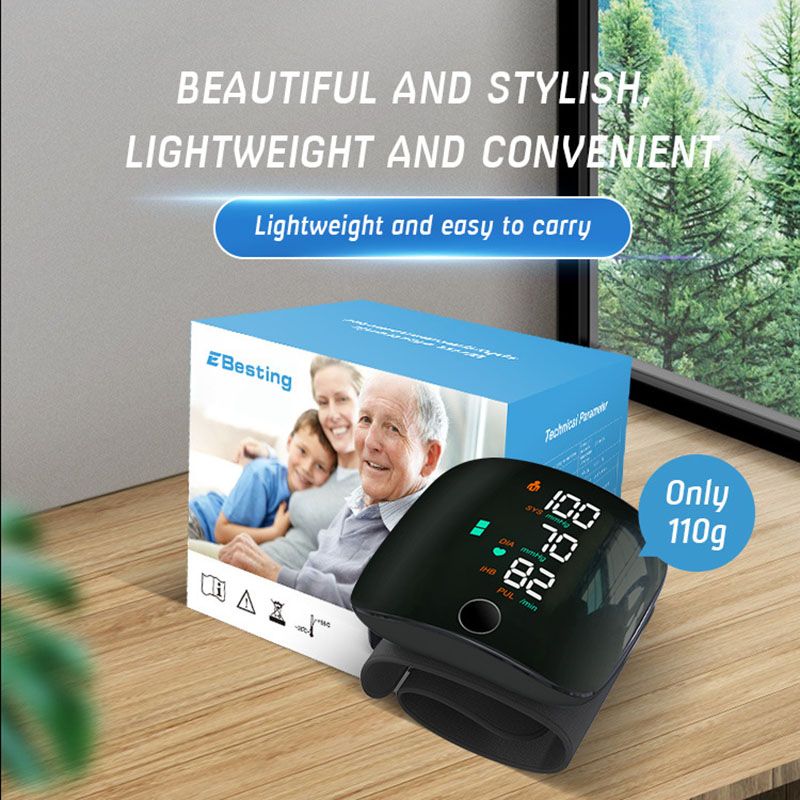 Smart Touch LCD Screen Chargeable Voice Wrist Blood Pressure Monitor Digital Automatic BP Tonometer Heart Rate Sphygmomanometer, Meter Health Care High-Quanlity digit bp monitor machine household