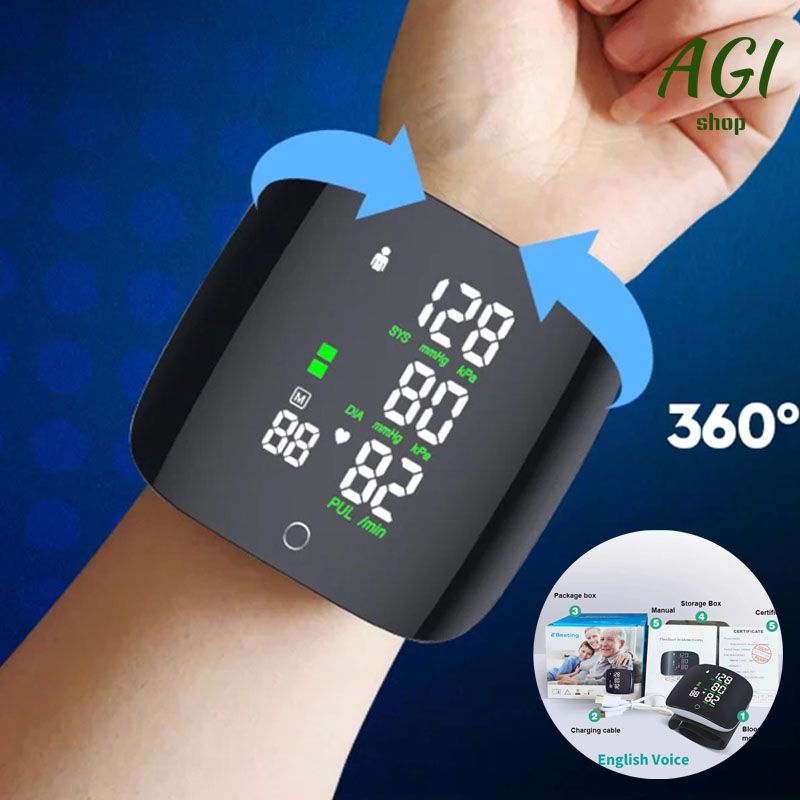 Smart Touch LCD Screen Chargeable Voice Wrist Blood Pressure Monitor Digital Automatic BP Tonometer Heart Rate Sphygmomanometer, Meter Health Care High-Quanlity digit bp monitor machine household