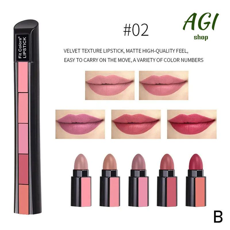 Matte 5-color Lipstick Set Velvet Lip Stick Non-stick Lip Gloss Moisturize Long Lasting Waterproof Red Lipstick Lip Makeup Cosmetics Kit