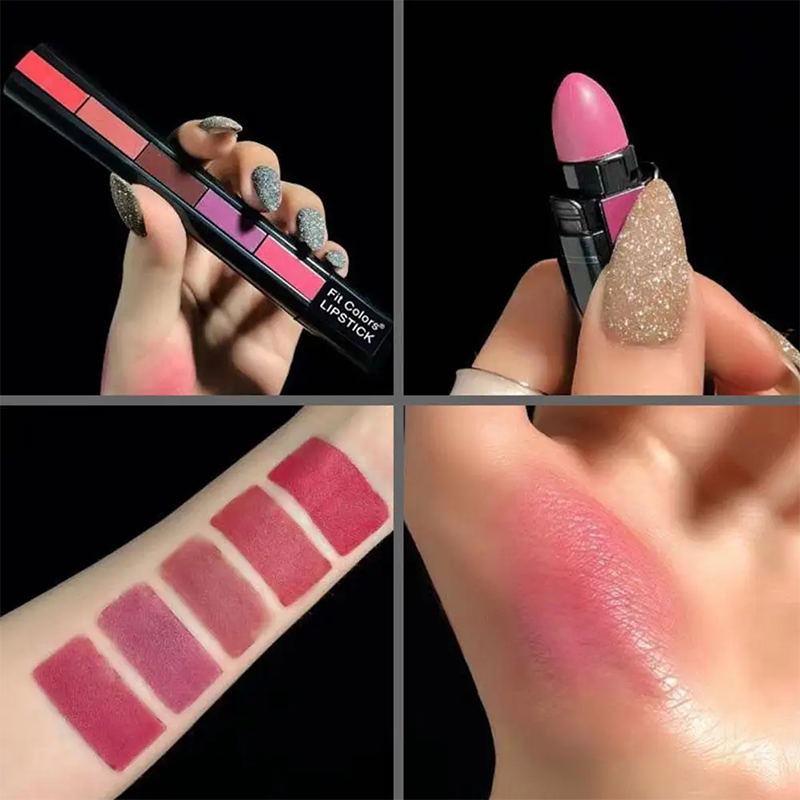 Matte 5-color Lipstick Set Velvet Lip Stick Non-stick Lip Gloss Moisturize Long Lasting Waterproof Red Lipstick Lip Makeup Cosmetics Kit