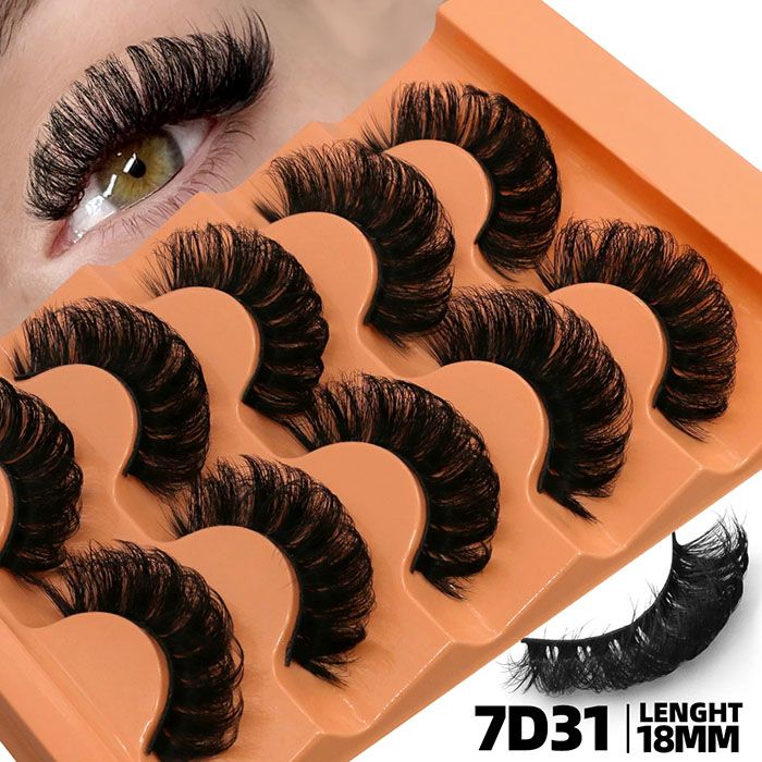 5 Pairs Fluffy Eyelashes 8D Volume False Lashes Russian Strip Lashes Extensions Thick Soft Curly Fake Lashes Makeup Handmade Variety Extension Natural Makeup Tool