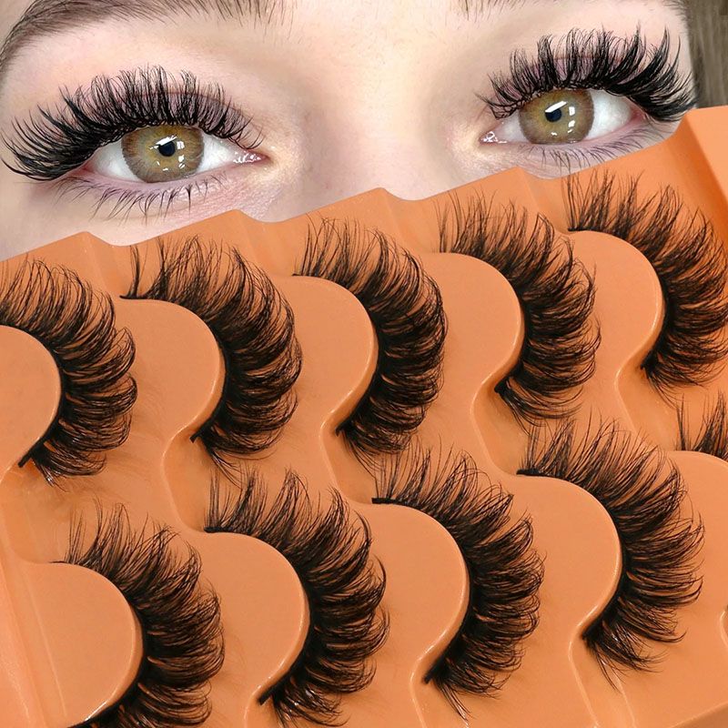 5 Pairs Fluffy Eyelashes 8D Volume False Lashes Russian Strip Lashes Extensions Thick Soft Curly Fake Lashes Makeup Handmade Variety Extension Natural Makeup Tool