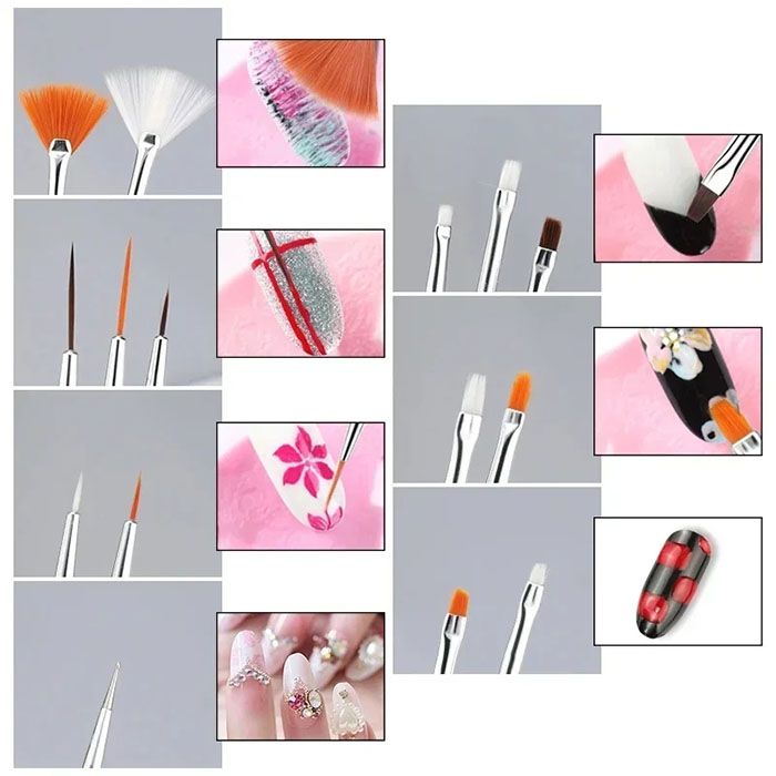 15Pcs Nail Art Brushes Set Nail Art Dotting Pen Drawing Painting Acrylic Pull Line Pens Nail DIY Striping Brushes Manicure Tools Fine Hand Painted Thin Hook Line Pen Art Supplies Drawing Art Pen Paint