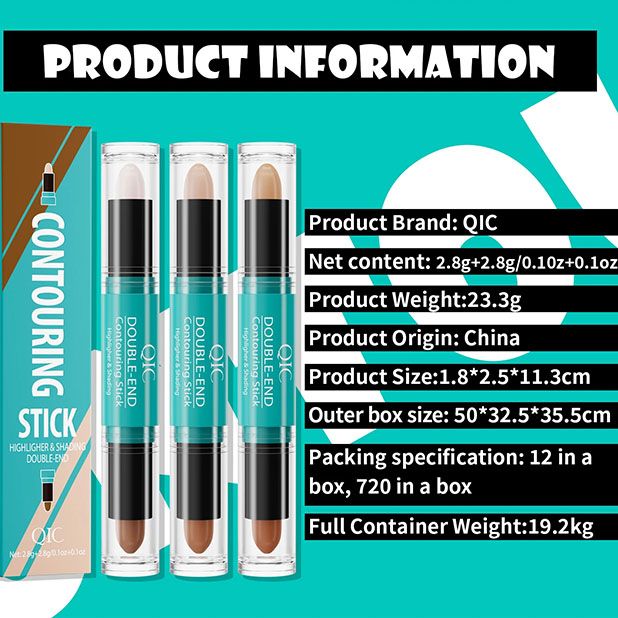 Face Foundation Concealer Pen Long Lasting Dark Circles Corrector Contour Concealers Stick Cosmetic Makeup Dual-ended contouring stick, highlighter brightening shadow stick nose shadow contouring pen