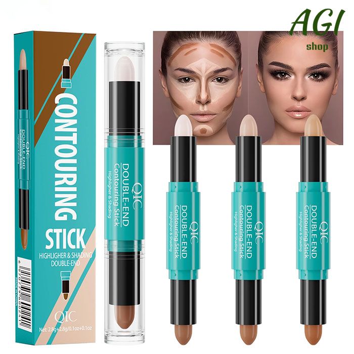 Face Foundation Concealer Pen Long Lasting Dark Circles Corrector Contour Concealers Stick Cosmetic Makeup Dual-ended contouring stick, highlighter brightening shadow stick nose shadow contouring pen