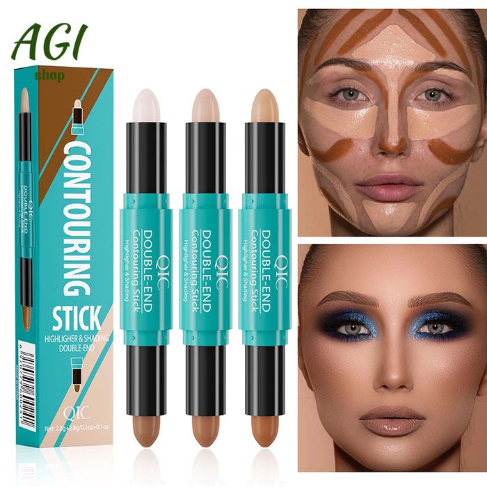 Face Foundation Concealer Pen Long Lasting Dark Circles Corrector Contour Concealers Stick Cosmetic Makeup Dual-ended contouring stick, highlighter brightening shadow stick nose shadow contouring pen