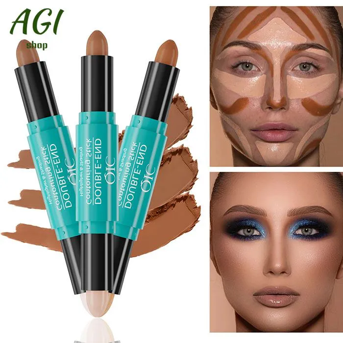 Face Foundation Concealer Pen Long Lasting Dark Circles Corrector Contour Concealers Stick Cosmetic Makeup Dual-ended contouring stick, highlighter brightening shadow stick nose shadow contouring pen