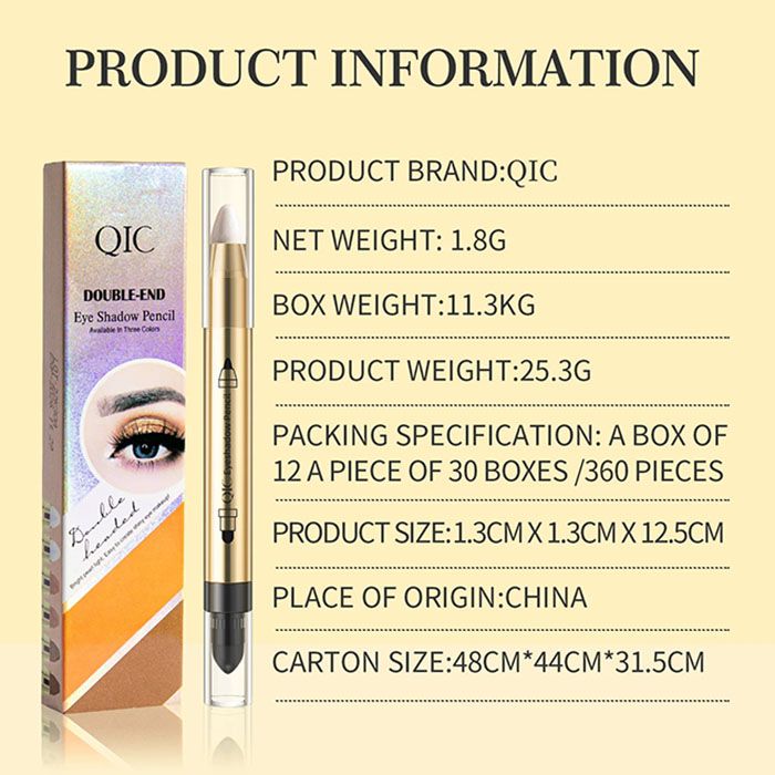 New Arrivals Double End Glitter Eye shadow Stick Pencil Eyeshadow Makeup Highlighter Waterproof Shimmer Base Primer Eyebrow