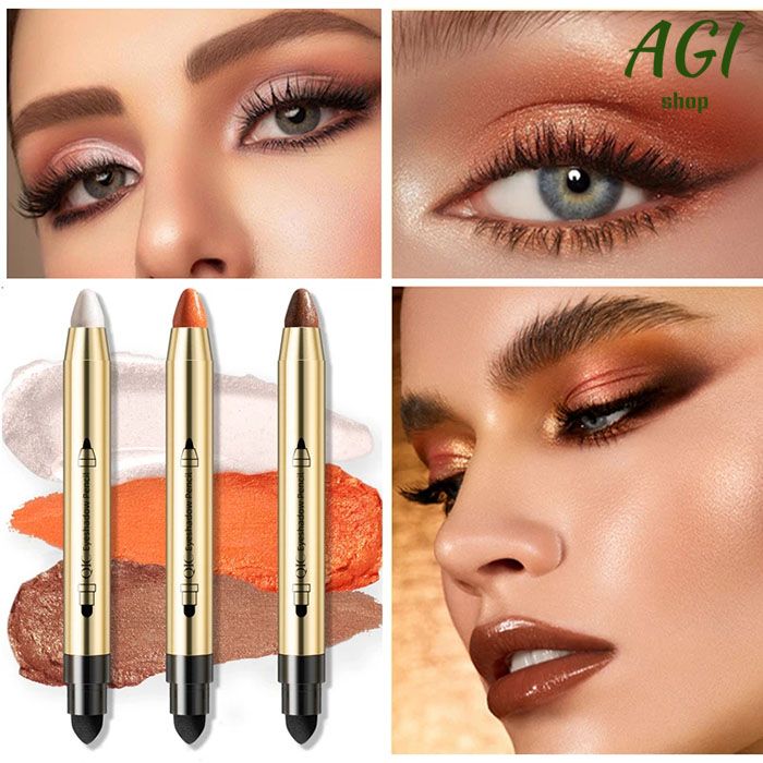 New Arrivals Double End Glitter Eye shadow Stick Pencil Eyeshadow Makeup Highlighter Waterproof Shimmer Base Primer Eyebrow