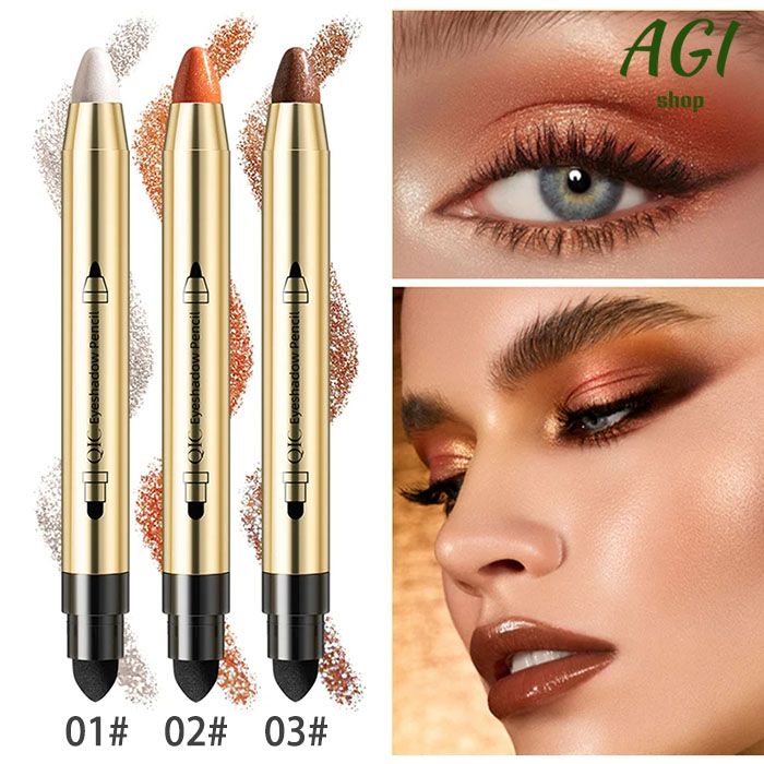 New Arrivals Double End Glitter Eye shadow Stick Pencil Eyeshadow Makeup Highlighter Waterproof Shimmer Base Primer Eyebrow