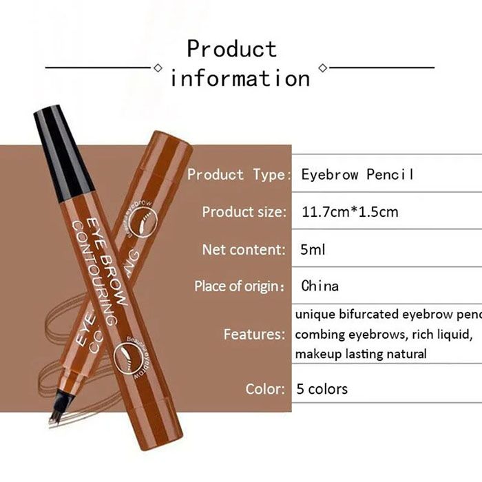 New Arrivals 4 Point Eyebrow Pencil 4 Prong Tip Eyebrow Pen 4 Fork Eyebrow Pencil Makeup Waterproof Liquid Eyebrow Pencil long Lasting like real eyebrow pen Cosmetics view 8