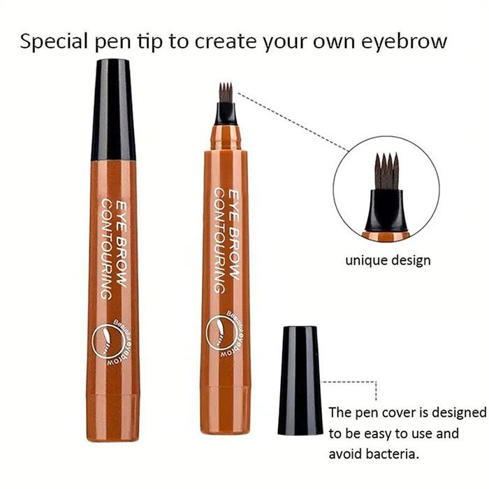 New Arrivals 4 Point Eyebrow Pencil 4 Prong Tip Eyebrow Pen 4 Fork Eyebrow Pencil Makeup Waterproof Liquid Eyebrow Pencil long Lasting like real eyebrow pen Cosmetics view 9