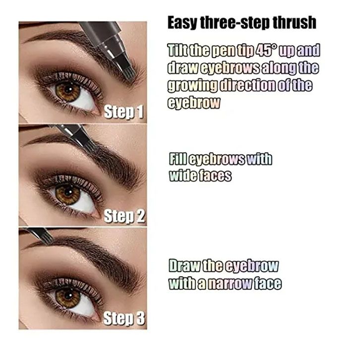 New Arrivals 4 Point Eyebrow Pencil 4 Prong Tip Eyebrow Pen 4 Fork Eyebrow Pencil Makeup Waterproof Liquid Eyebrow Pencil long Lasting like real eyebrow pen Cosmetics view 5