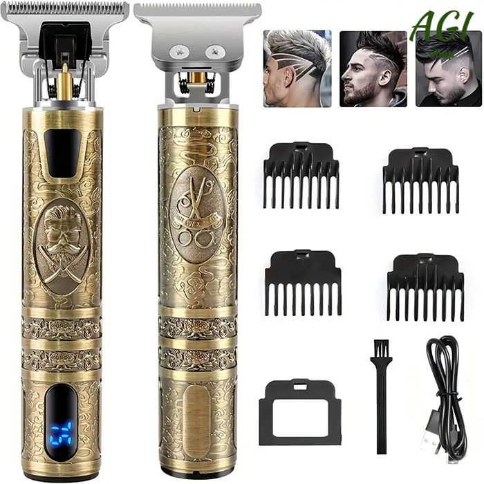 Professional Hair Clipper, Electric Shaver With LCD Display, Hair Clipper, Beard Trimmer, USB-C Charging, Cordless Long Hair Trimmer, Hair/Beard Trimmer Set With 4 Attachment Combs, Holiday Gift