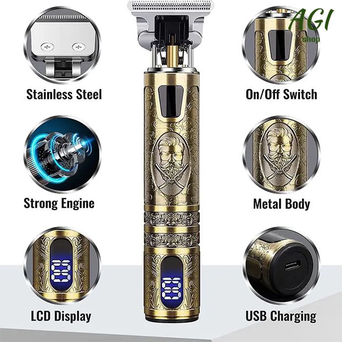 Professional Hair Clipper, Electric Shaver With LCD Display, Hair Clipper, Beard Trimmer, USB-C Charging, Cordless Long Hair Trimmer, Hair/Beard Trimmer Set With 4 Attachment Combs, Holiday Gift