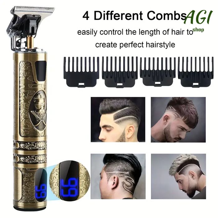 Professional Hair Clipper, Electric Shaver With LCD Display, Hair Clipper, Beard Trimmer, USB-C Charging, Cordless Long Hair Trimmer, Hair/Beard Trimmer Set With 4 Attachment Combs, Holiday Gift