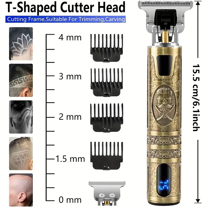 Professional Hair Clipper, Electric Shaver With LCD Display, Hair Clipper, Beard Trimmer, USB-C Charging, Cordless Long Hair Trimmer, Hair/Beard Trimmer Set With 4 Attachment Combs, Holiday Gift