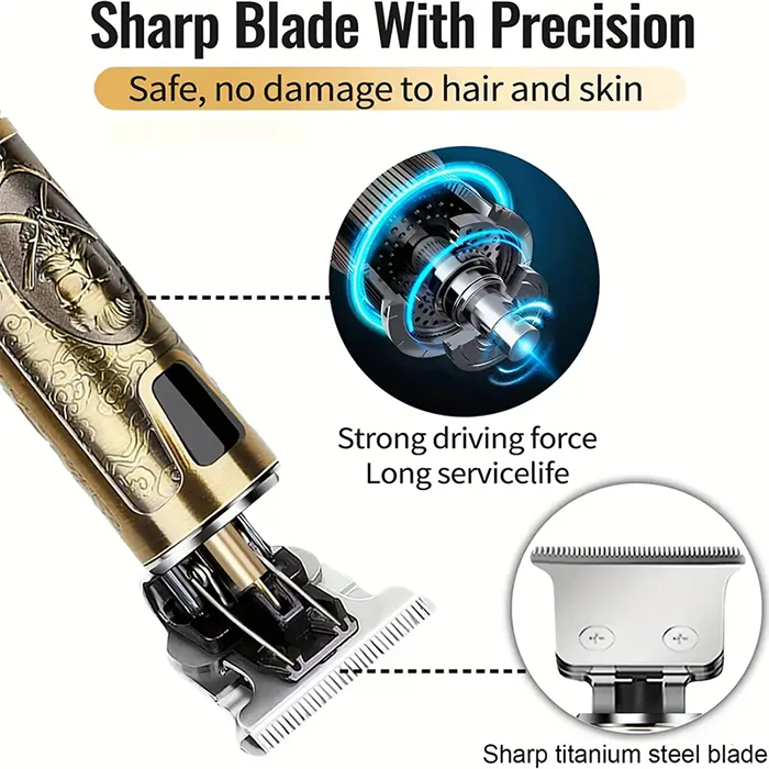 Professional Hair Clipper, Electric Shaver With LCD Display, Hair Clipper, Beard Trimmer, USB-C Charging, Cordless Long Hair Trimmer, Hair/Beard Trimmer Set With 4 Attachment Combs, Holiday Gift