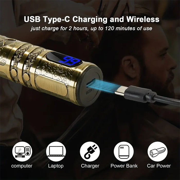 Professional Hair Clipper, Electric Shaver With LCD Display, Hair Clipper, Beard Trimmer, USB-C Charging, Cordless Long Hair Trimmer, Hair/Beard Trimmer Set With 4 Attachment Combs, Holiday Gift