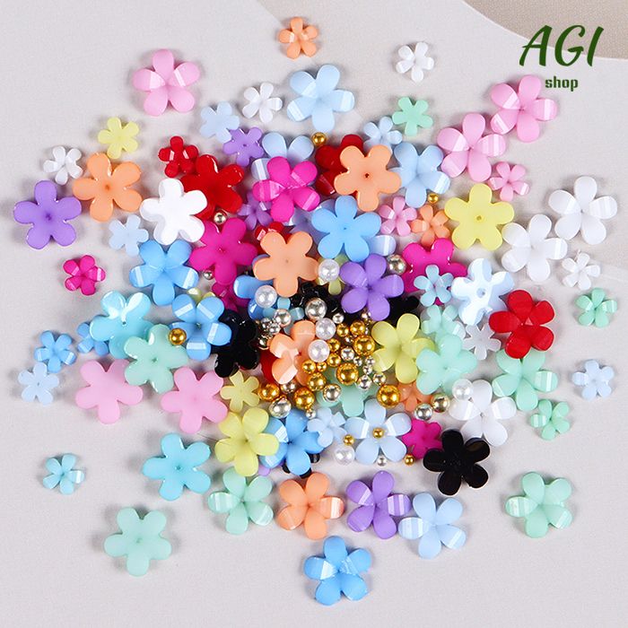 1Box 12 Colors 3D Flower Nail Charms With Rhinestones And Caviar Beads - Nail Art Decoration For Women And Girls Nail Art Accessories
