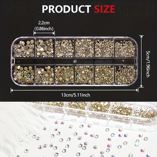 3 Boxes, AB Clear Nail Art Rhinestones Kit, Nail Gemstones, Flatback Rhinestones Gems Stones, With Storage Organizer Box/Wax Pencil/Tweezers For Nail Art Craft, Multi Size Glass Crystals Bead