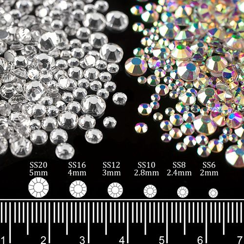 3 Boxes, AB Clear Nail Art Rhinestones Kit, Nail Gemstones, Flatback Rhinestones Gems Stones, With Storage Organizer Box/Wax Pencil/Tweezers For Nail Art Craft, Multi Size Glass Crystals Bead