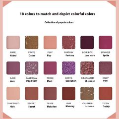 18 Colors Eyeshadow Pallete, Pearlescent Matte Glitter Eyeshadow Palette Make Up Eyeshadow Beauty Eye Pallete Waterproof Concealer Makeup Pallete Lasting-Effect Eye Shadow
