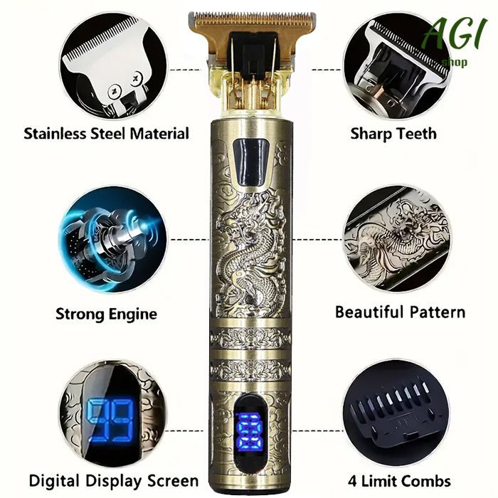 Professional Hair Clipper, Electric Shaver With LCD Display, Hair Clipper, Beard Trimmer, USB-C Charging, Cordless Long Hair Trimmer, Hair/Beard Trimmer Set With 4 Attachment Combs, Holiday Gift
